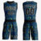 Custom Navy Black-Gold Round Neck Sublimation Basketball Suit Jersey
