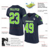 Custom Navy Neon Green-White Mesh Authentic Football Jersey