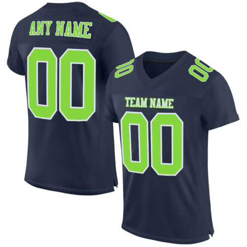 Navy0466_8582d1a1-63c7-431e-8047-0c890abd825d Custom Navy Neon Green-White Mesh Authentic Football Jersey