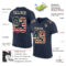 Navy0470-1 Custom Navy Vintage USA Flag-Cream Mesh Authentic Football Jersey