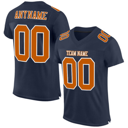 Navy0490 Custom Navy Texas Orange-White Mesh Authentic Football Jersey