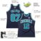 Custom Navy Teal-White Authentic Throwback Basketball Jersey