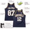 Custom Navy White-Old Gold Authentic Throwback Basketball Jersey
