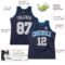 Custom Navy Gray-Blue Authentic Throwback Basketball Jersey