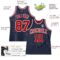 Custom Navy White Pinstripe Red Authentic Basketball Jersey
