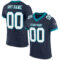 Custom Navy White-Teal Mesh Authentic Football Jersey
