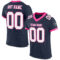 Navy0636 Custom Navy White-Pink Mesh Authentic Football Jersey