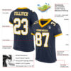 Navy0639-1 Custom Navy White-Gold Mesh Authentic Football Jersey
