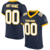 Navy0639 Custom Navy White-Gold Mesh Authentic Football Jersey