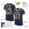 Navy0640-1 Custom Navy Vintage USA Flag-Cream Mesh Authentic Football Jersey