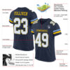 Custom Navy White Light Blue-Yellow Mesh Authentic Football Jersey