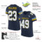 Custom Navy White Light Blue-Yellow Mesh Authentic Football Jersey