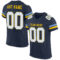 Custom Navy White Light Blue-Yellow Mesh Authentic Football Jersey