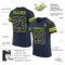 Navy0651-1 Custom Navy Neon Yellow Mesh Authentic Football Jersey