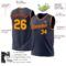 Custom Navy Gold-Orange Authentic Throwback Basketball Jersey