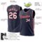 Custom Navy White-Red Authentic Throwback Basketball Jersey