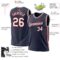 Custom Navy White-Red Authentic Throwback Basketball Jersey