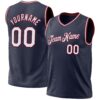 Custom Navy White-Maroon Authentic Throwback Basketball Jersey