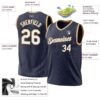 Custom Navy White-Old Gold Authentic Throwback Basketball Jersey