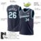 Custom Navy White-Teal Authentic Throwback Basketball Jersey