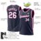 Custom Navy White-Pink Authentic Throwback Basketball Jersey