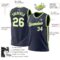 Custom Navy White-Neon Green Authentic Throwback Basketball Jersey