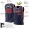 Custom Navy Red-White Authentic Throwback Basketball Jersey