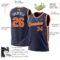Custom Navy Orange-White Authentic Throwback Basketball Jersey