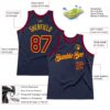 Custom Navy Maroon-Gold Authentic Throwback Basketball Jersey