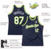 Custom Navy White-Neon Green Authentic Throwback Basketball Jersey