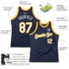 Custom Navy White-Gold Authentic Throwback Basketball Jersey