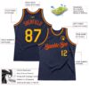 Custom Navy Gold-Orange Authentic Throwback Basketball Jersey