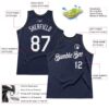 Custom Navy White Black-Light Blue Authentic Throwback Basketball Jersey
