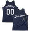 Custom Navy White Black-Light Blue Authentic Throwback Basketball Jersey