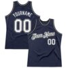 Custom Navy White Black-Gray Authentic Throwback Basketball Jersey