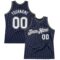 Custom Navy White Black-Gray Authentic Throwback Basketball Jersey