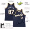 Custom Navy White-Old Gold Authentic Throwback Basketball Jersey