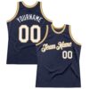 Custom Navy White-Old Gold Authentic Throwback Basketball Jersey