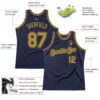 Custom Navy Old Gold Authentic Throwback Basketball Jersey