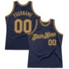 Custom Navy Old Gold Authentic Throwback Basketball Jersey