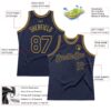 Custom Navy Old Gold Authentic Throwback Basketball Jersey