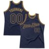 Custom Navy Old Gold Authentic Throwback Basketball Jersey
