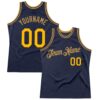 Custom Navy Gold-Old Gold Authentic Throwback Basketball Jersey