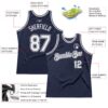 Custom Navy White Authentic Throwback Basketball Jersey