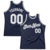 Custom Navy White Authentic Throwback Basketball Jersey