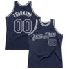 Custom Navy White Authentic Throwback Basketball Jersey