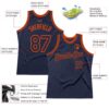 Custom Navy Orange Authentic Throwback Basketball Jersey