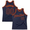 Custom Navy Orange Authentic Throwback Basketball Jersey