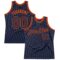 Custom Navy Orange Authentic Throwback Basketball Jersey