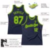 Custom Navy Neon Green Authentic Throwback Basketball Jersey